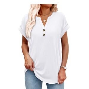 White Button-Detail Women's Top